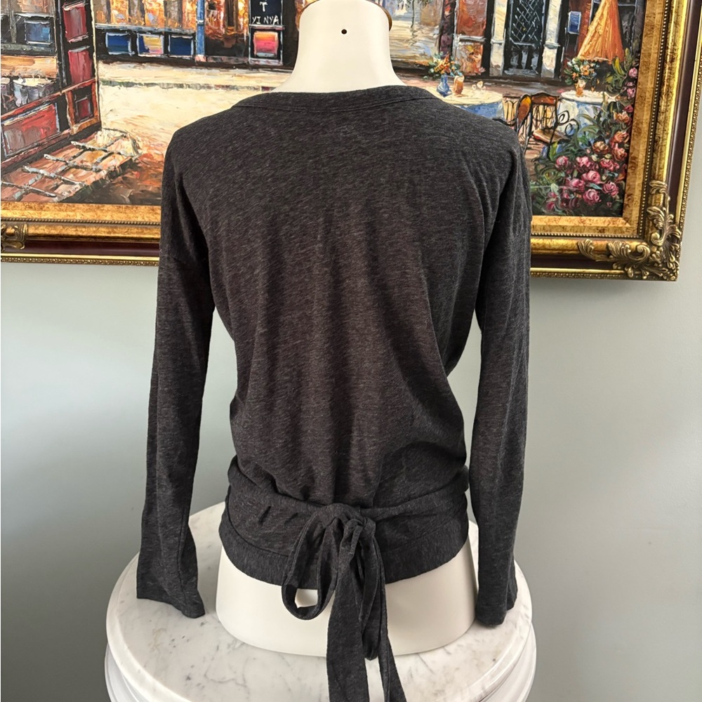 J. Crew Three-Quarter Sleeve Wrap Top in Washed Black Size XS - Picture 5 of 8